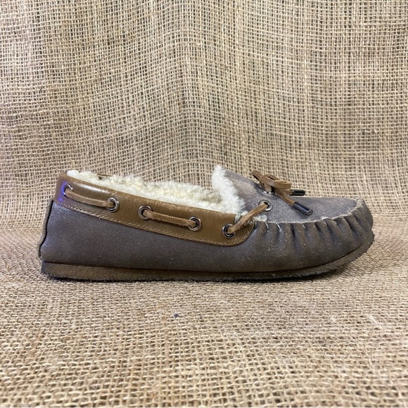 Tory Burch sandals shoes slip-on moccasins leather shearling Rare 6 M - Picture 6 of 12